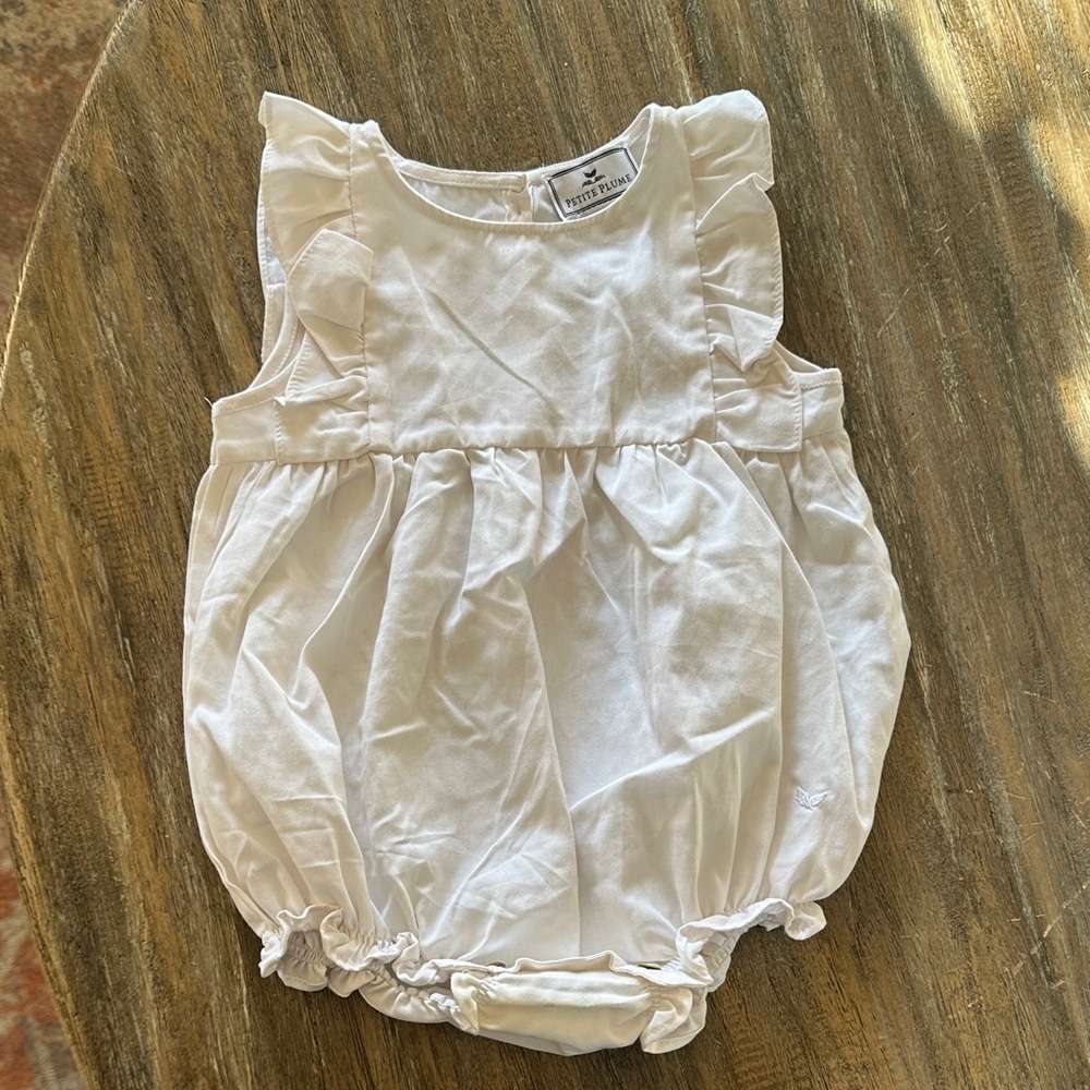 Petite Plume White Ruffled Baby Romper